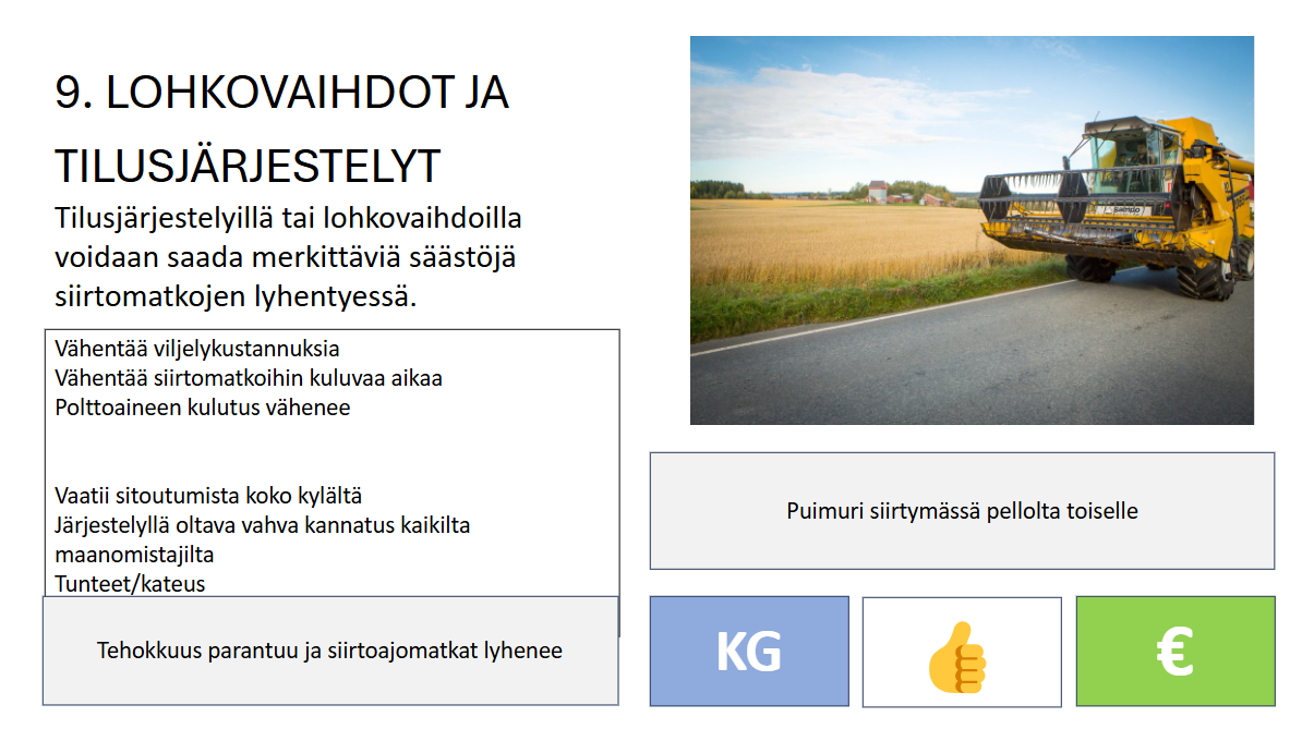 Lohkovaihdot ja tilusjärjestelyt pelikortti.